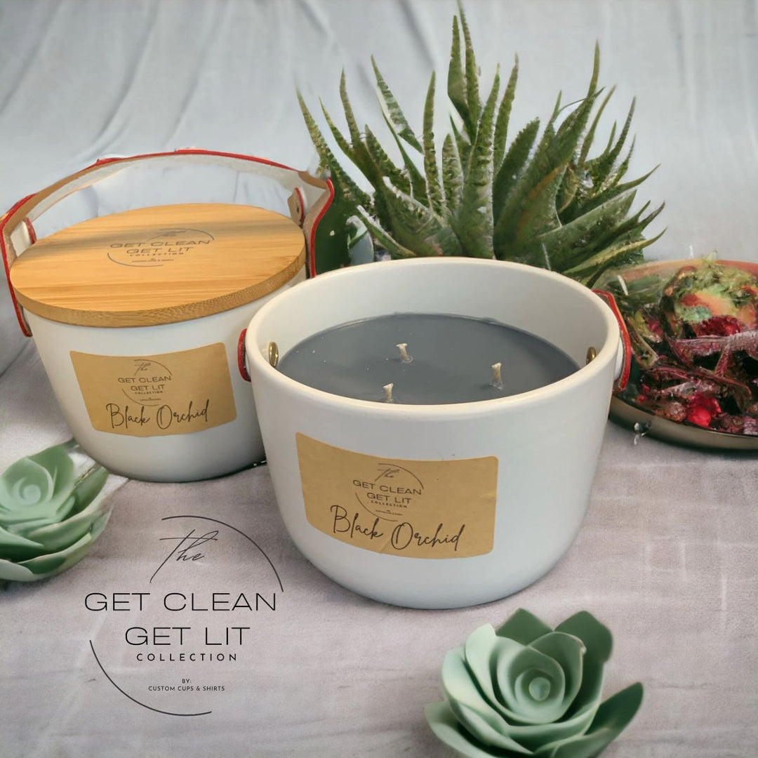 Ceramic & Bamboo Handle 3 Wick Candles